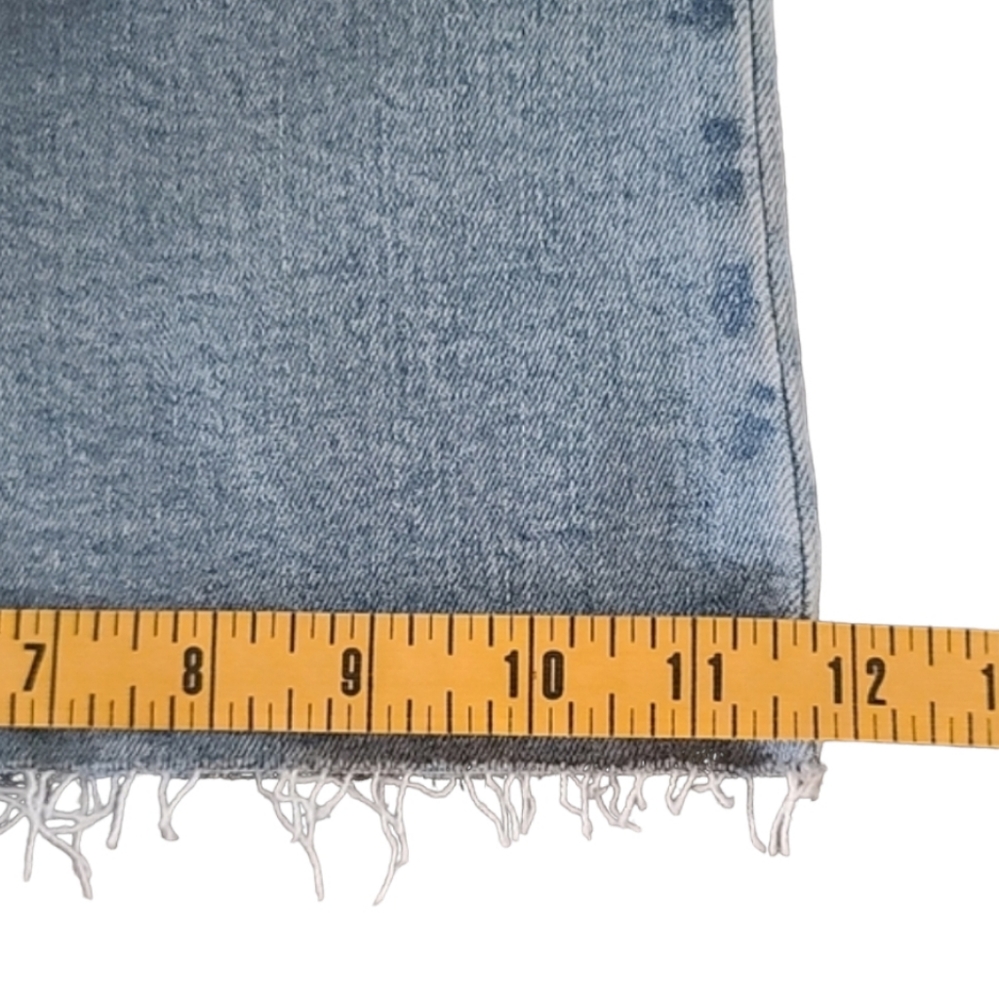 TIME AND TRU High Waisted Wide Leg Jeans 14  Button Up Stretch Raw Hem Cropped - Picture 13 of 16